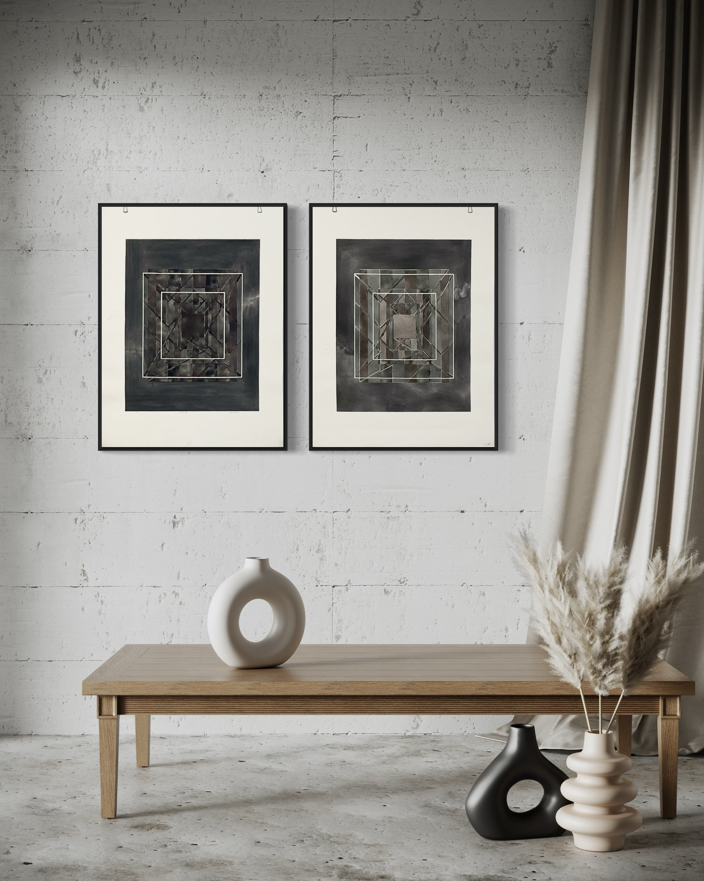 Pair of 1980 Todd Stone Original Watercolor Artworks